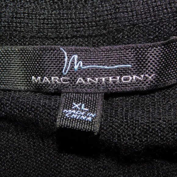 Marc Anthony Mens L Black V Neck Merino Wool Blend knit Sweater - Picture 5 of 11